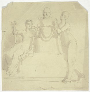 Two Female Figures with a Bust, n.d. Creator: Thomas Stothard.