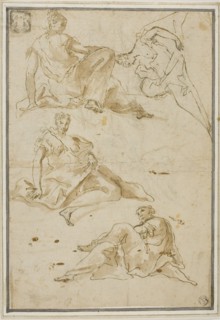Sketches of Four Draped Female Figures (for Pendentives), n.d.