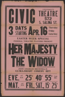 Her Majesty the Widow 4, Syracuse, NY, 1936. Creator: Unknown.