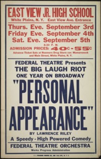 Personal Appearance, White Plains, NY, 1936. Creator: Unknown.