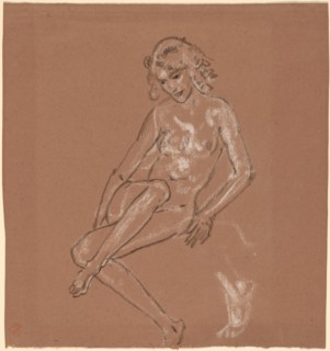 Seated Nude and a Foot, probably 1920. Creator: Arthur Davies.