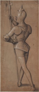 Knight in Armor, Holding a Halberd, c. 1500. Creator: Unknown.
