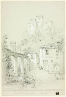 Part of the Alhambra from the Darro, n.d. Creator: Richard Ford.