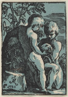 Two Children Petting a Lamb, 1725. Creator: Anton Maria Zanetti.