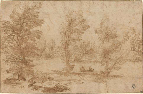 Woodland River with a Boat, c. 1590. Creator: Agostino Carracci.