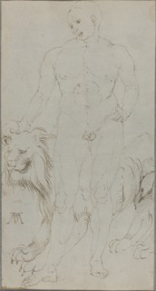 Male Nude with a Lion [verso], c. 1500. Creator: Albrecht Durer.