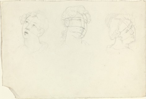 Head of Mary Magdalen and Two Saints (?). Creator: John Flaxman.