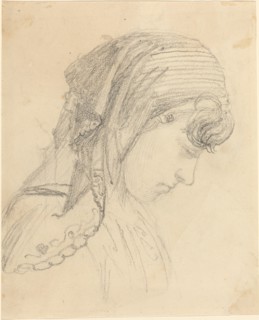 Head of a Woman in a Scarf, Looking Down. Creator: John Flaxman.