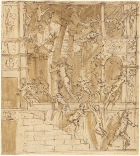 Samson Destroying the Temple, 1550s. Creator: Lattanzio Gambara.