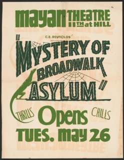 Mystery of Broadwalk Asylum, Los Angeles, 1938. Creator: Unknown.