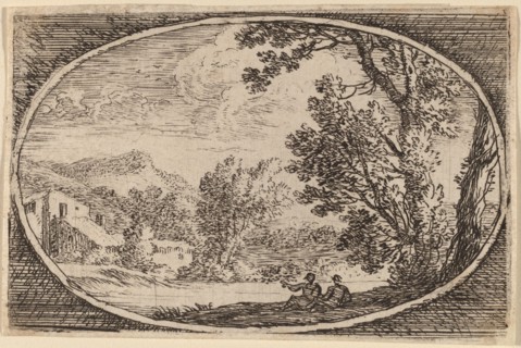 Two Men Seated Near the Waterside. Creator: Herman van Swanevelt.