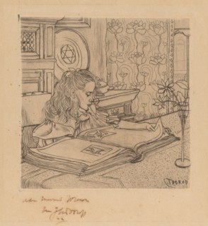 Charley Looking at an Album of Prints, 1898. Creator: Jan Toorop.