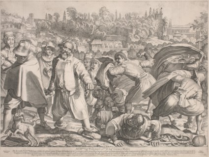 Brutto Buono Stoned by His Enemies. Creator: Francesco Villamena.