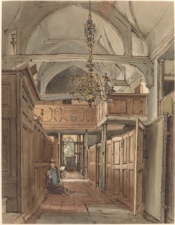 Interior of Bushey Church, 1815/1820. Creator: William Henry Hunt.