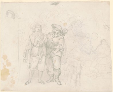 Two Cavaliers [recto], c. 1850s. Creator: Emanuel Gottlieb Leutze.