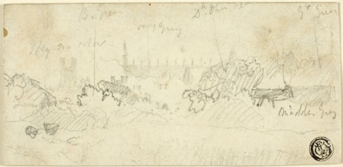 Sketch of Landscape with Cathedral, n.d. Creator: John Sell Cotman.
