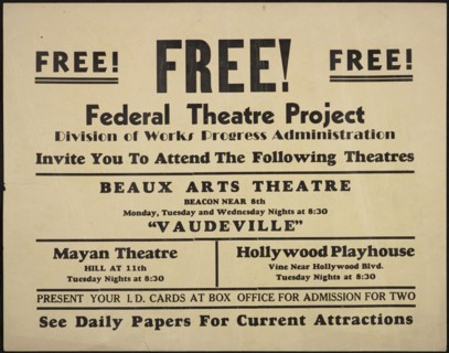 Theatre poster, Los Angeles, Los Angeles, [193-]. Creator: Unknown.