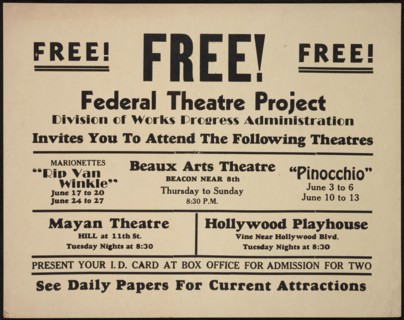 Theatre poster, Los Angeles, Los Angeles, [193-]. Creator: Unknown.