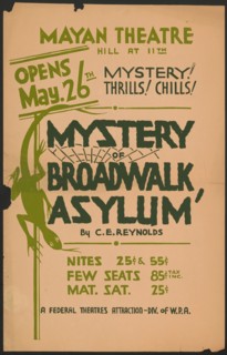 Mystery of Broadwalk Asylum, Los Angeles, [193-]. Creator: Unknown.