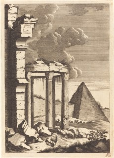 Goats before Ruins and a Pyramid, c. 1650. Creator: Bernhard Zaech.
