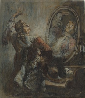 Actor Posing in Front of a Mirror, 1870s?. Creator: Honore Daumier.