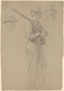 Recruit; Two Studies of Heads, c. 1862. Creator: Daniel Huntington.