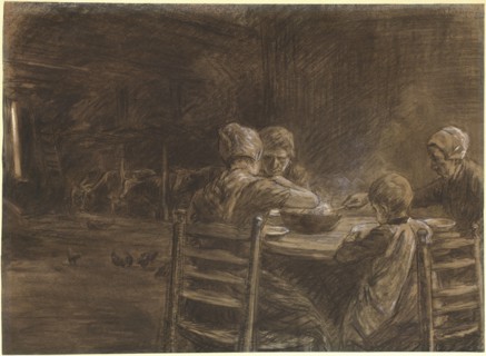 East Frisian Peasants Eating Supper, 1893. Creator: Max Liebermann.