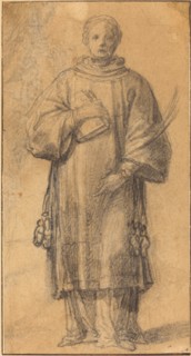 A Standing Saint Holding a Book and a Palm Frond. Creator: Unknown.