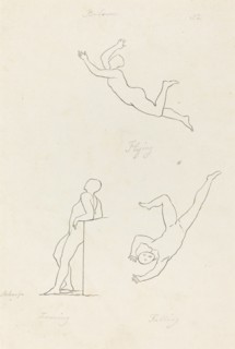 Leaning, Flying and Falling, published 1829. Creator: George Scharf.