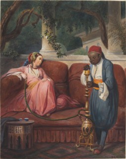 Oriental Woman with a Waterpipe, probably 1845. Creator: Master VCD.