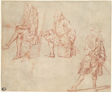 Three Studies of a Gentleman, 1710/11. Creator: Jean-Antoine Watteau.