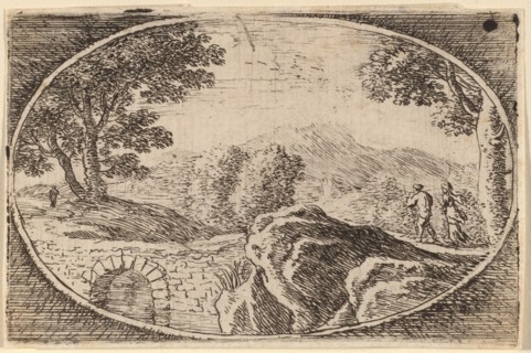 Two Figures near a Small Stone Bridge. Creator: Herman van Swanevelt.