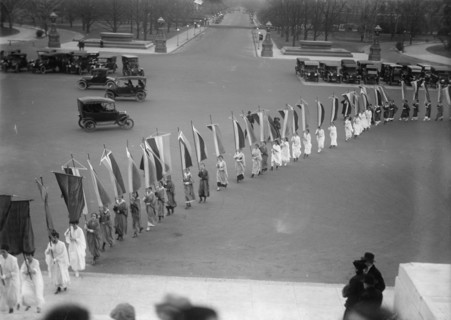 Woman Suffrage at Capitol with Banners, 1917. Creator: Harris & Ewing.