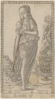 Caliope (Calliope), c. 1465. Creator: Master of the E-Series Tarocchi.