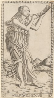 Melpomene, probably c. 1470. Creator: Master of the S-Series Tarocchi.