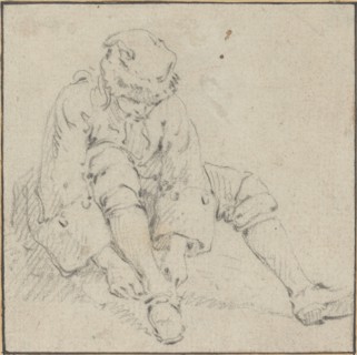 Man Pulling on His Shoe, 1761/1763?. Creator: Jean Baptiste Le Prince.