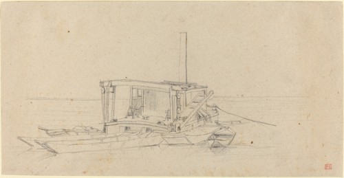 River Dredges and Lighters, probably c. 1850. Creator: Charles Meryon.