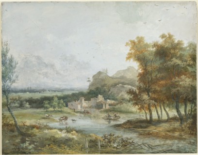 Italian Landscape with a Boating Party. Creator: Louis Gabriel Moreau.