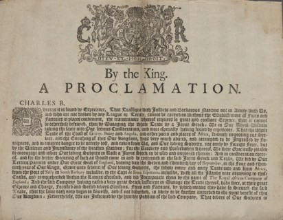 'By the King [Charles II]. A Proclamation'..., 1674. Creator: Unknown.