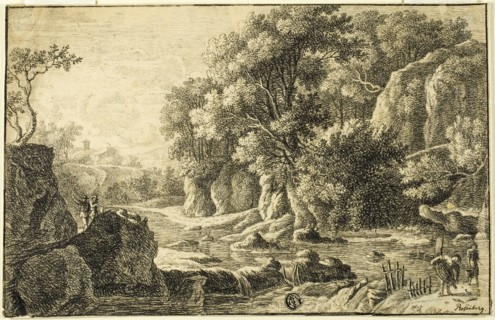 River Landscape with Figures, n.d. Creator: George Frederick Rosenberg.