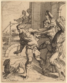 The Prodigal Son Driven from the Tavern. Creator: Theodoor van Thulden.