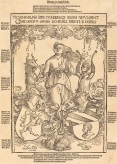 Coat of Arms of Scheurl and Tucher Families, 1512. Creator: Wolf Traut.