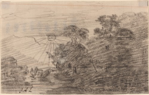 Sunset above a Mountain Lake, 1820s/1830s. Creator: Jean-Antoine Linck.