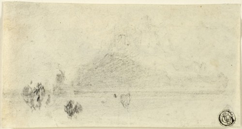 Sketch of Mont Saint Michel (recto), c. 1818. Creator: John Sell Cotman.
