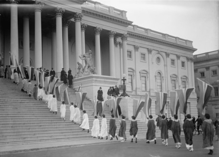 Woman Suffrage - at Capitol with Banners, 1917. Creator: Harris & Ewing.