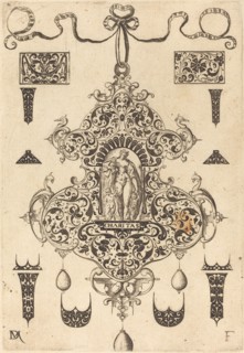 Large Pendant, Charity Standing at Centre, 1593. Creator: Daniel Mignot.