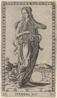 Polimnia (Polyhymnia), c. 1465. Creator: Master of the E-Series Tarocchi.