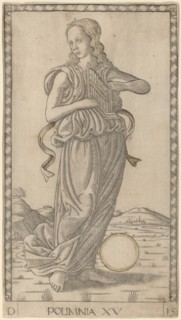 Polimnia (Polyhymnia), c. 1465. Creator: Master of the E-Series Tarocchi.