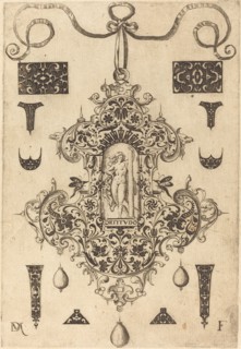 Large Pendant, Strength Standing at Centre, 1593. Creator: Daniel Mignot.
