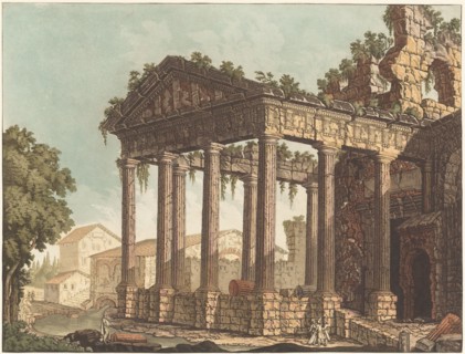 The Temple of Hercules at Cori, c.1784. Creator: Johann Gottlieb Prestel.